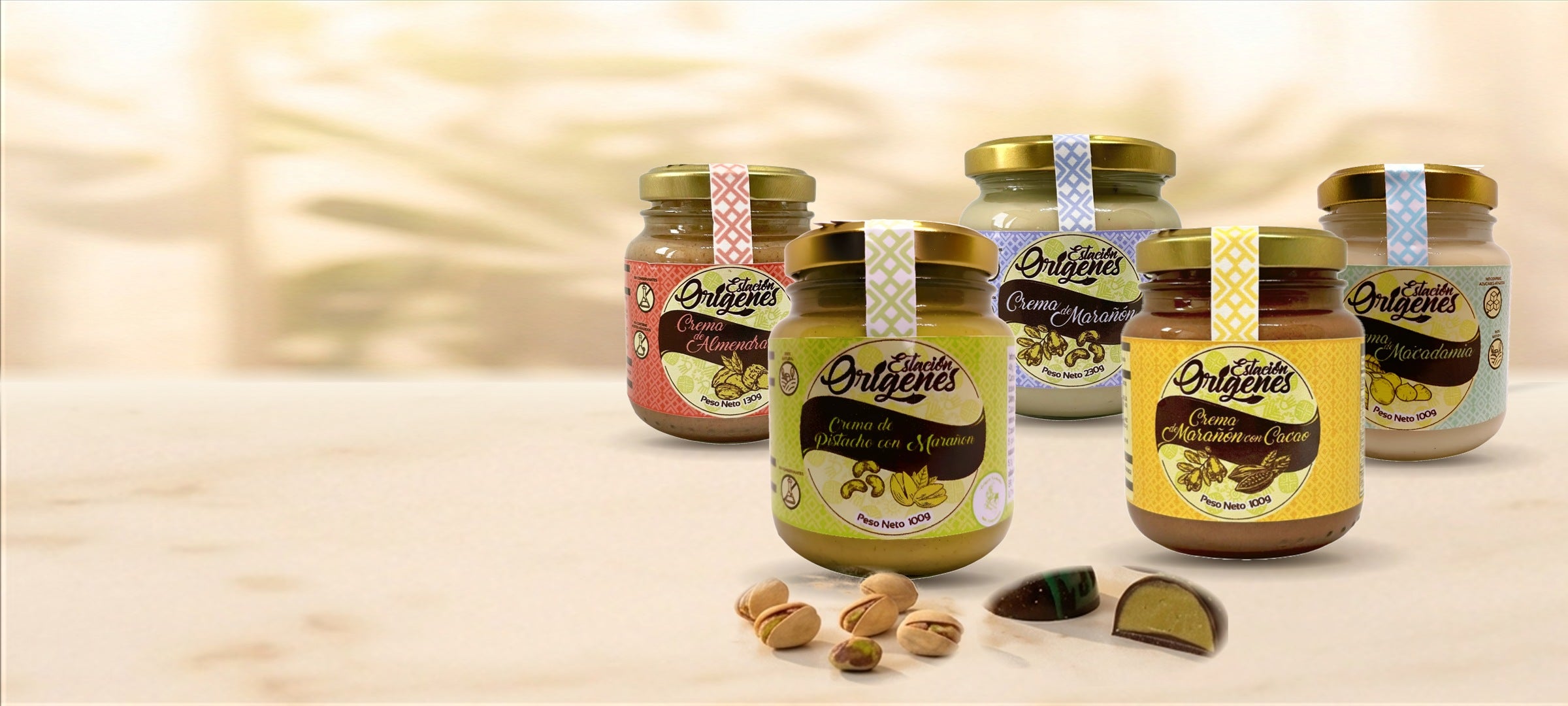 Cremas de frutos secos 100% naturales Somos Kinza: Pistacho con Mara&ntilde;&oacute;n, Mara&ntilde;&oacute;n con Cacao, Macadamia, Almendras y Mara&ntilde;&oacute;n del Vichada sin az&uacute;car a&ntilde;adida en Colombia